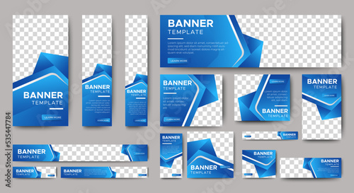 Abstract banner design web template Set, Horizontal header web banner. Modern Gradient Blue cover header background for website design, Social Media Cover ads banner, flyer, invitation card