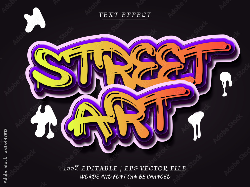 Graffiti Street Art 3d editbale Text effect . graffiti style Stock ...