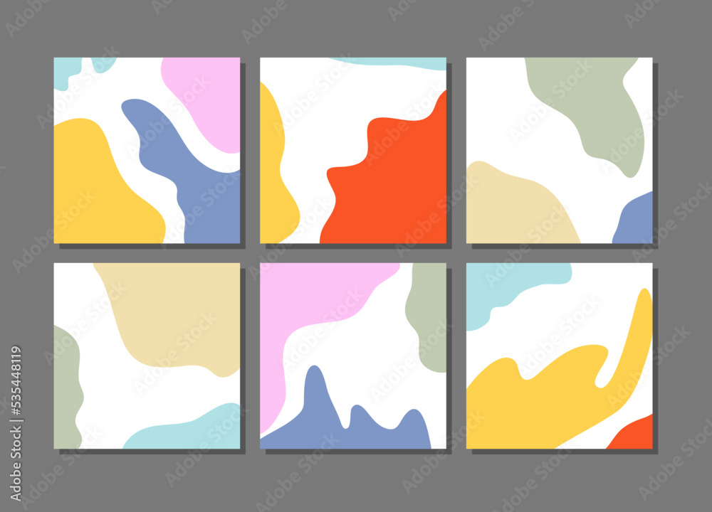Set of creative abstract trendy graphic cards. Can be used for flyer, poster, brochure, social media content.