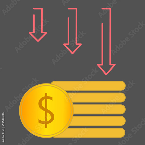 Vector illustration of the fall of usd