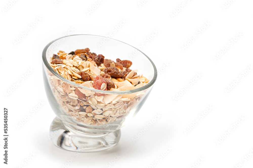 Muesli from oatmeal fruits and nuts, healthy diet food. Muesli from oatmeal fruits and nuts, healthy diet food.