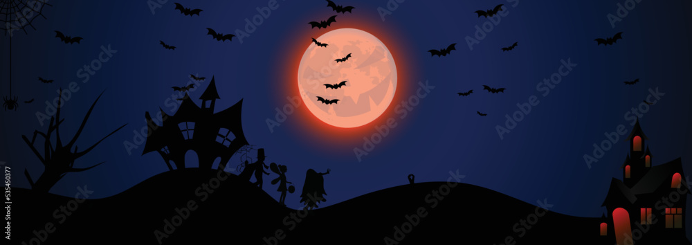 Happy Halloween banner or party invitation background. Happy Helloween blue Scary Halloween isolated background