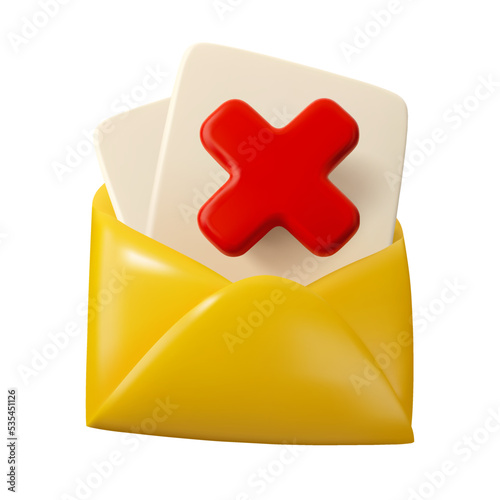 3d spam message icon. Vector realistic new mail envelope isolated on white background. Dont open email concept.