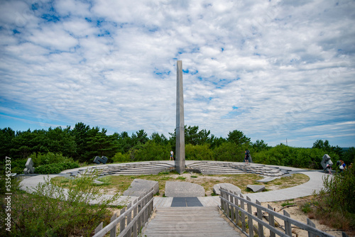 Fototapeta Naklejka Na Ścianę i Meble -  sun clock on Parnidis dune in Nida, Lithuania. very famous attraction on curonian spit 