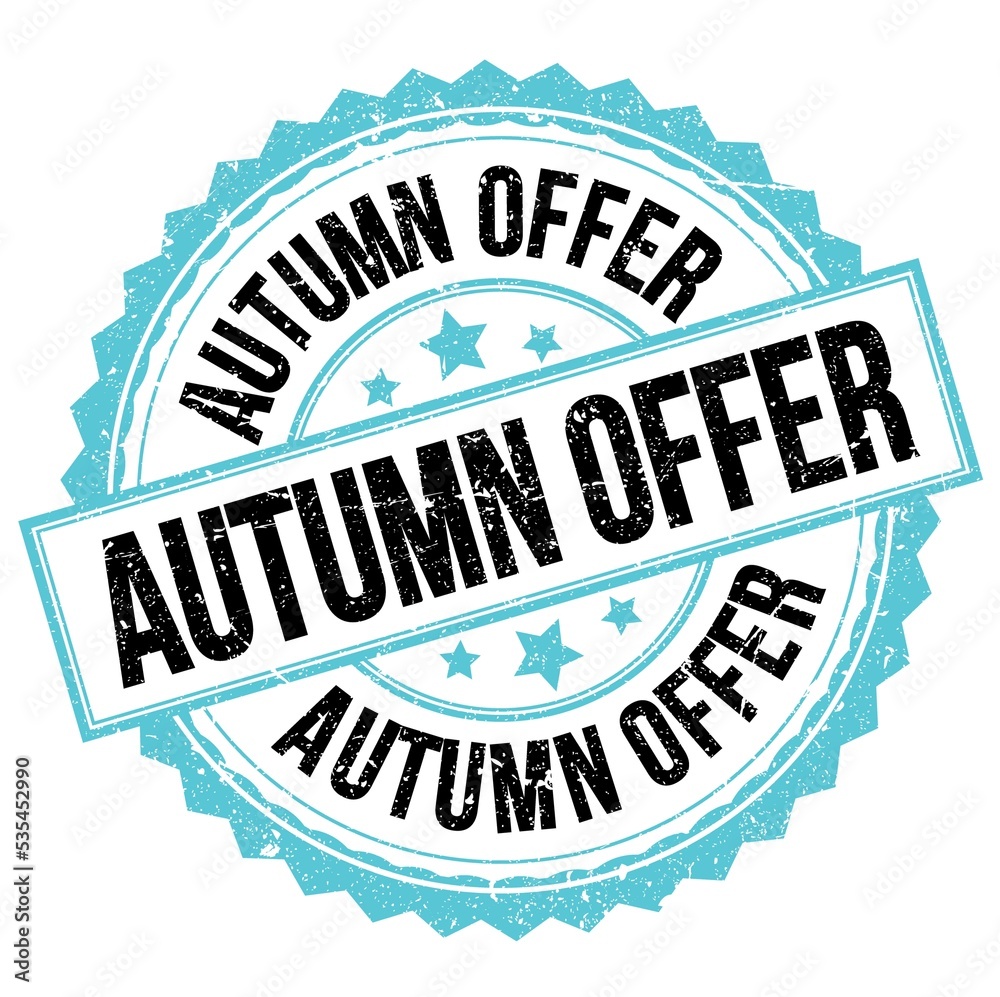 Obraz premium AUTUMN OFFER text on blue-black round stamp sign