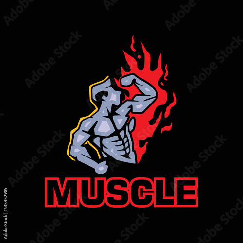 muscle man abstract logo  silhouette of simple male vector illustrations