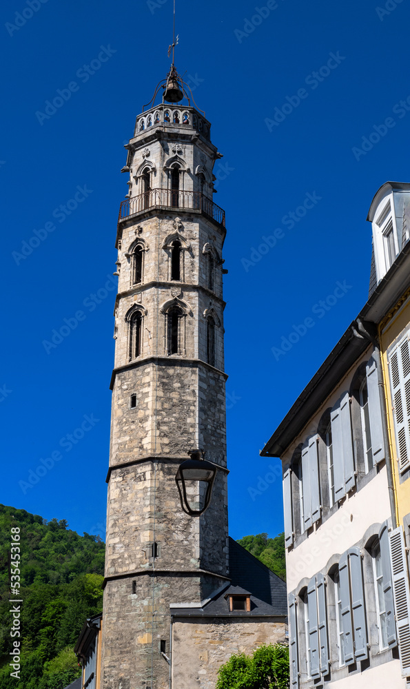 France, Tour de l'Horloge (clock tower, XVth century), spa town of Bagneres-de-Bigorre,