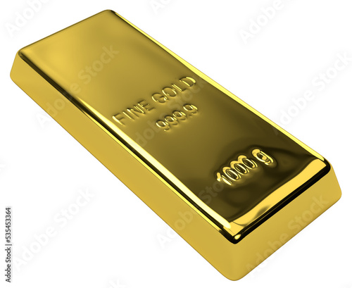 One Pure Gold Bar Bullion png image with transparent background, safe haven investment asset commodity 3d illustration, 1 kilo gold bar ingot