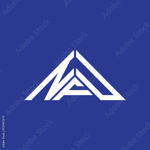 NFU letter logo creative design with vector graphic, NFU simple and modern logo in triangle shape. photo