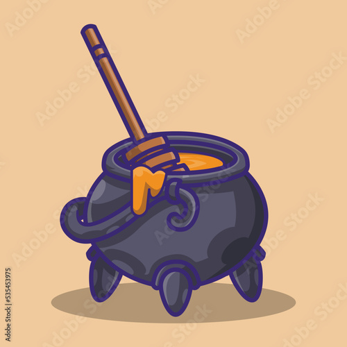 illustration of a cauldron filled with honey