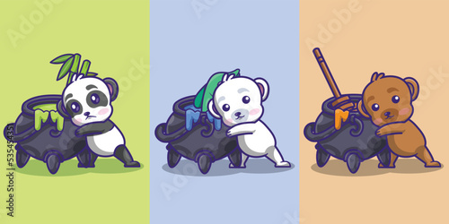 A collection of cute bear sets of mascot logo object icons 