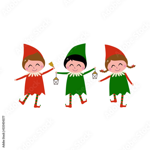 Cute Christmas Elves isolated on White Background