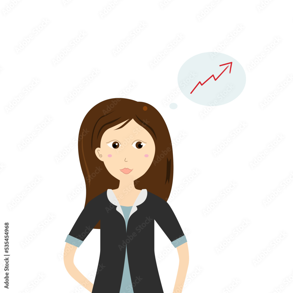 Business Woman dreaming about Graph going Up Business Woman dreaming about Graph going Up