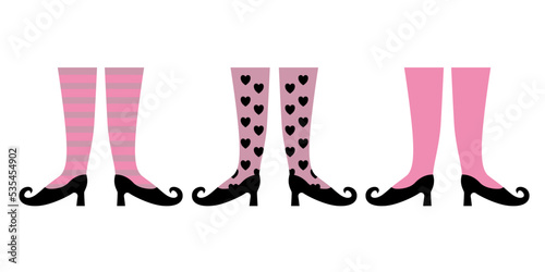 Cute Witch Legs Art Illustration for Halloween isolated On White