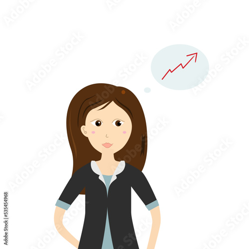 Business Woman dreaming about Graph going Up