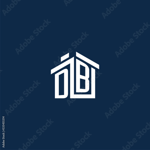 Initial letter DB house shape logo with geometric pictogram icon style