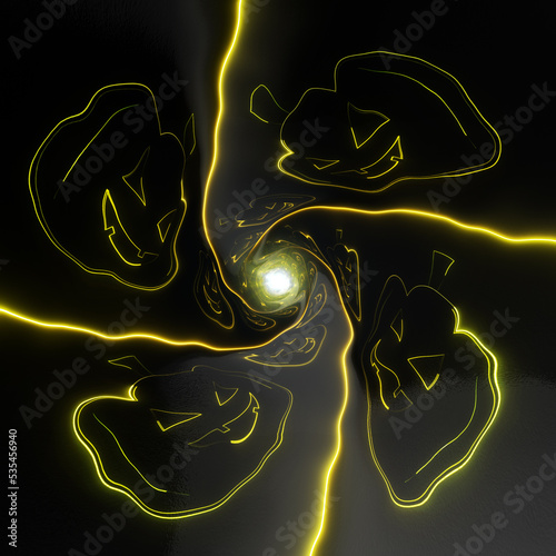 Neon Pumpkins on the Tunnel Wall