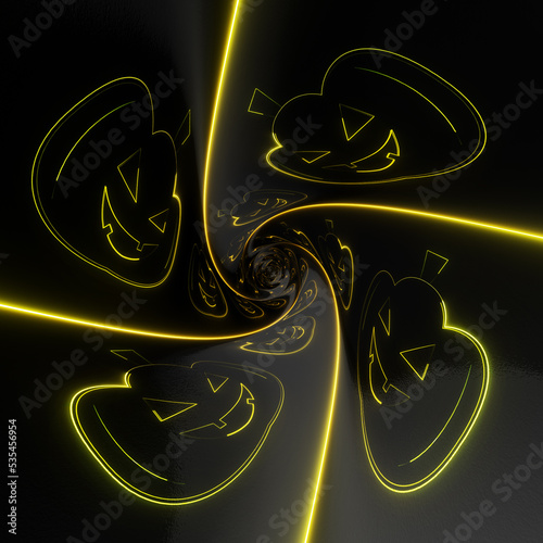 Neon Pumpkins on the Tunnel Wall