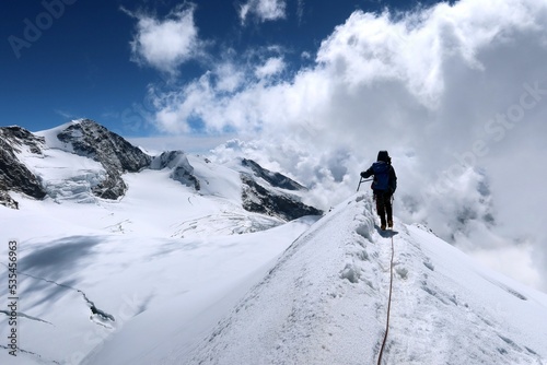 Multi day summer expedition through some glaciers in the alps. On the Monterosa massif starting from Zermatt and summiting multiple 4000m mountains © Marti