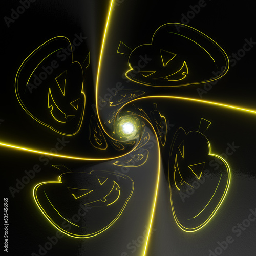 Neon Pumpkins on the Tunnel Wall