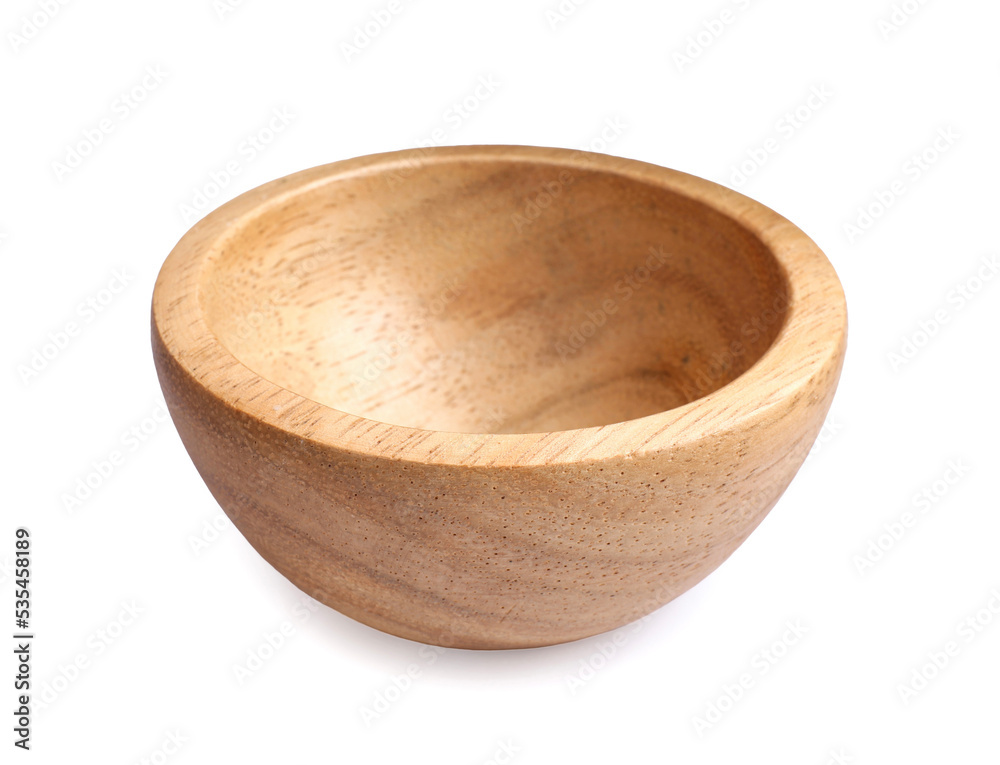 One new wooden bowl on white background One new wooden bowl on white background