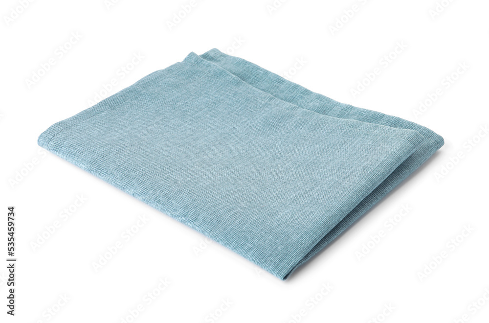 New clean light blue cloth napkin isolated on white New clean light blue cloth napkin isolated on white