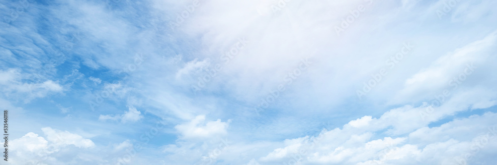 Beautiful blue sky clouds for background. Panorama of sky.