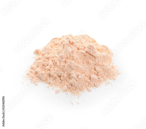 Pile of lentil flour isolated on white