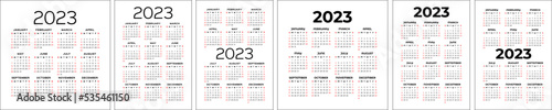 Calendar 2023 set. Color english square calender collection