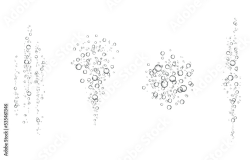 Oxygen air bubbles  flow  in water on white  background.