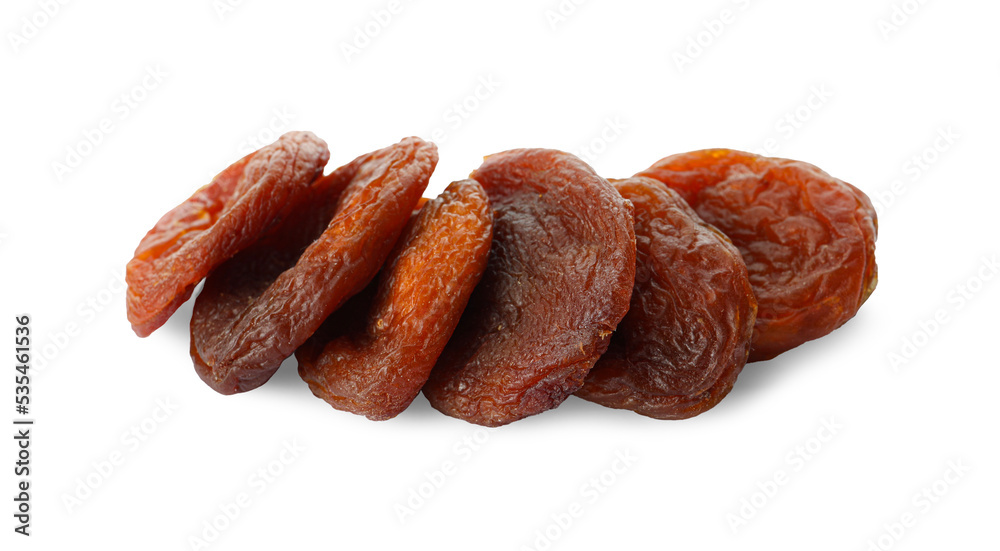 Tasty dried apricots isolated on white. Healthy snack Tasty dried apricots isolated on white. Healthy snack