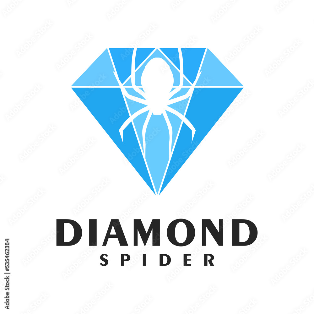 Simple diamond gem logo on spider, icon, symbol, template Simple diamond gem logo on spider, icon, symbol, template