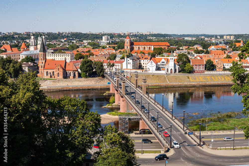 Panorama of Kaunas from Aleksotas hill, Lithuania