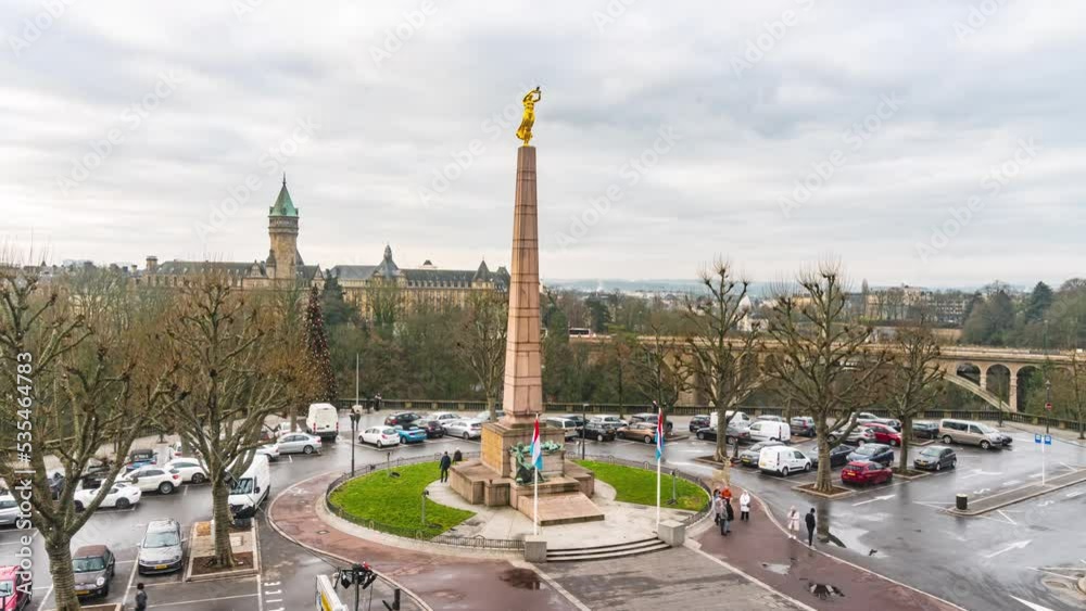 Luxembourg cityscape monument Time Lapse, Luxembourg