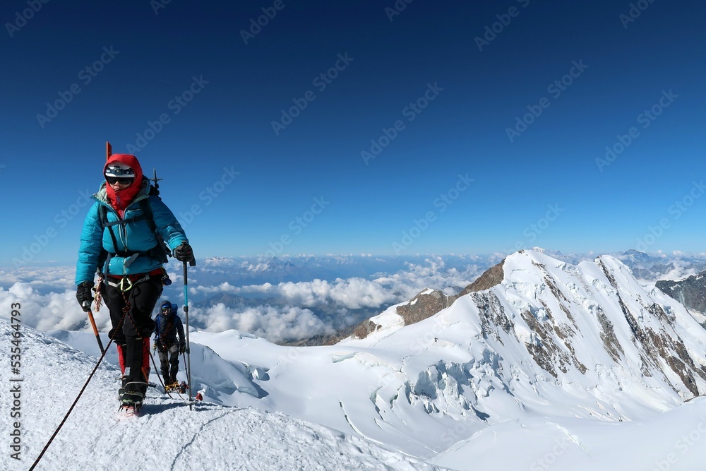 Multi day summer expedition through some glaciers in the alps. On the Monterosa massif starting from Zermatt and summiting multiple 4000m mountains Multi day summer expedition through some glaciers in the alps. On the Monterosa massif starting from Zermatt and summiting multiple 4000m mountains