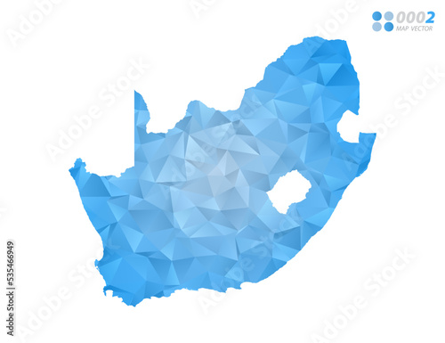 South Africa map blue polygon triangle mosaic with white background. Vector style gradient.