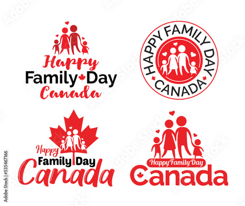 Happy Family Day Canada Vector Logo Template