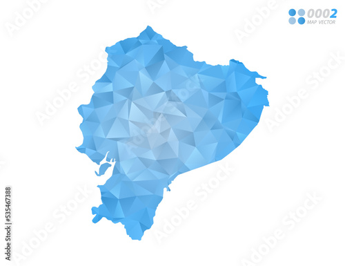 Ecuador map blue polygon triangle mosaic with white background. Vector style gradient.
