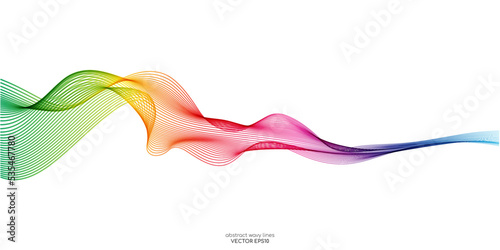 Vector wave lines smooth flowing dynamic colorful spectrum gradient isolated on white background for concept of technology, digital, communication, science, music photo