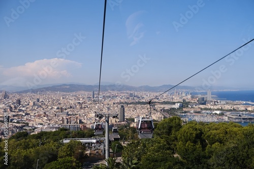 Beautiful view of Barcelona from the cable cars at mount Montjuic photo