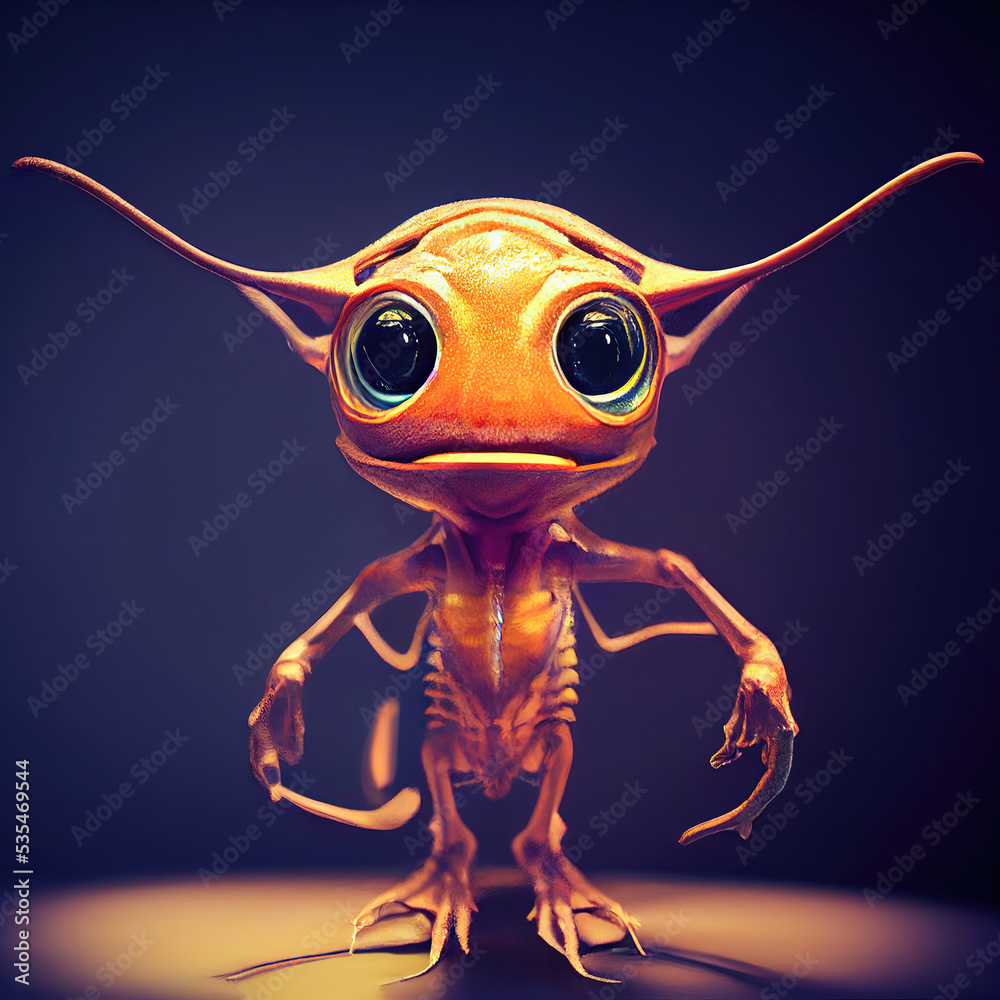 Weird small alien creature from outer space as portrait Stock ...