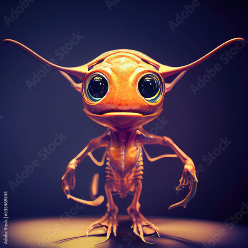 Weird small alien creature from outer space as portrait