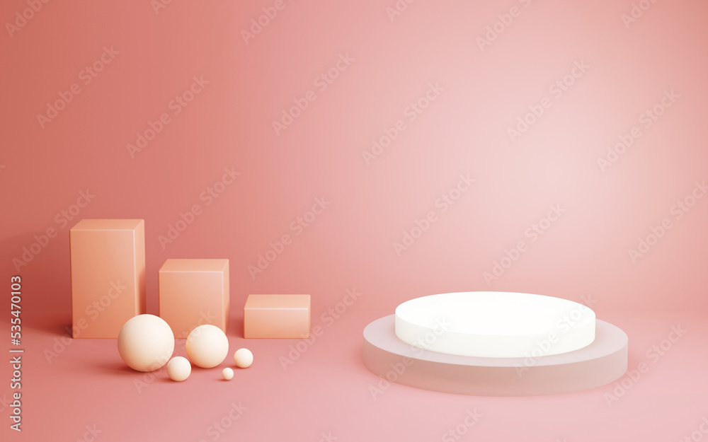 Minimal podium with brown scene background, mock up, geometry shape platform for product display, modern stage. 3D render illustration. Minimal podium with brown scene background, mock up, geometry shape platform for product display, modern stage. 3D render illustration.