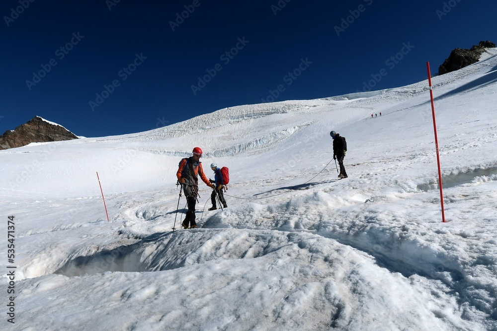 Multi day summer expedition through some glaciers in the alps. On the Monterosa massif starting from Zermatt and summiting multiple 4000m mountains