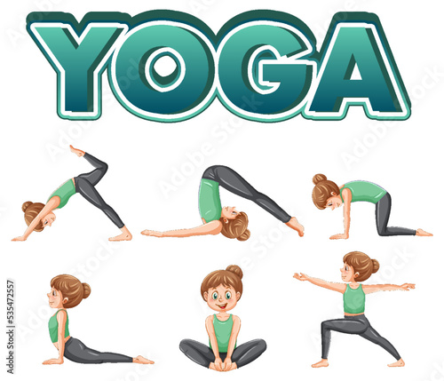 Set of yoga postures