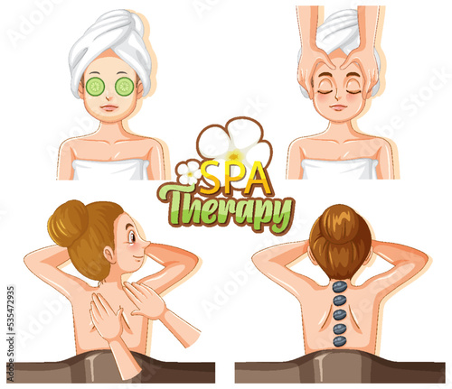 Spa therapy text with women character