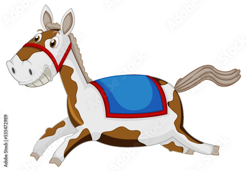 Running horse cartoon on white background