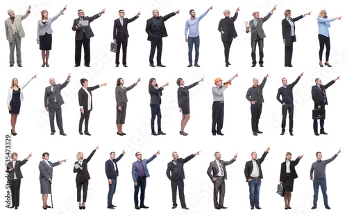 group of business people showing thumbs up isolated