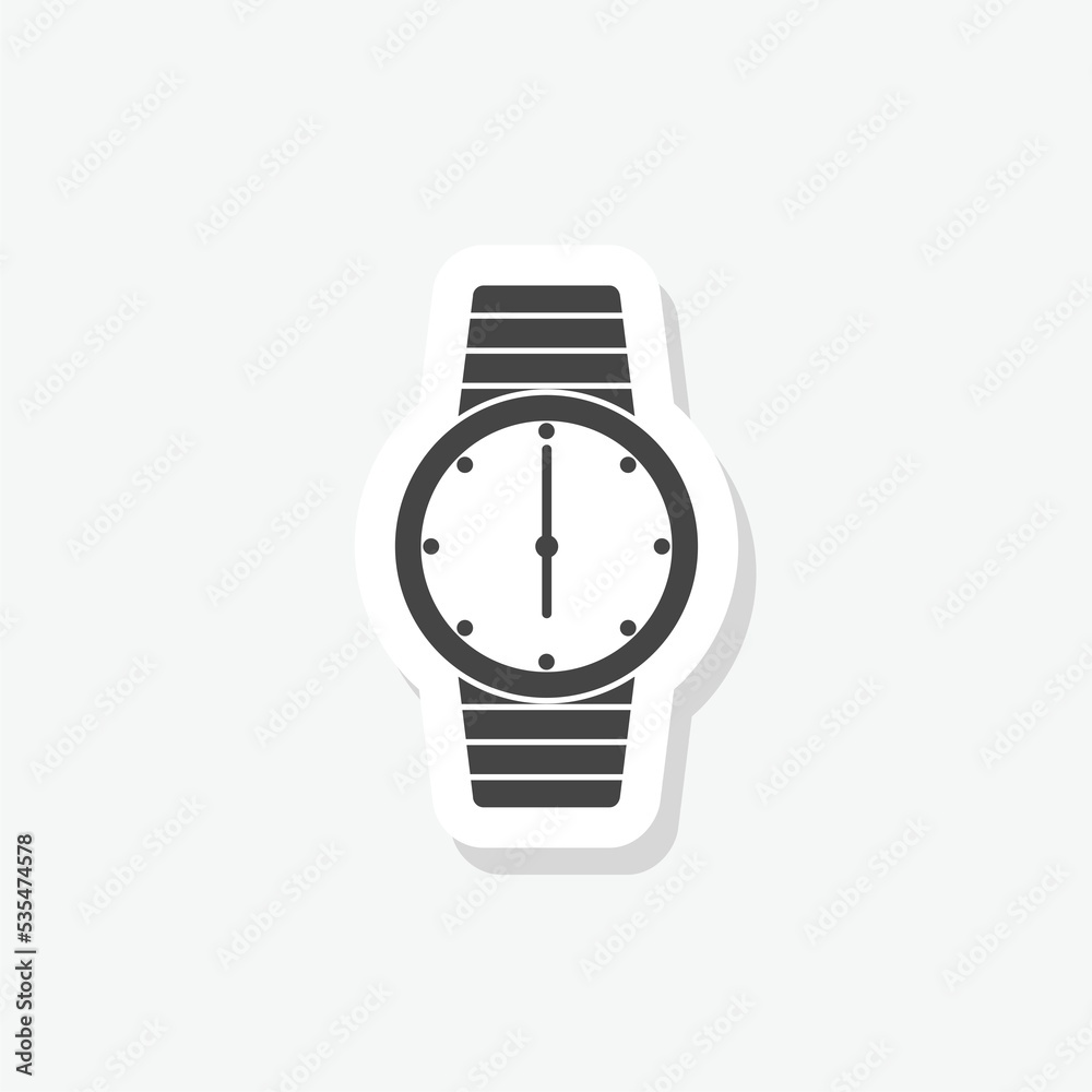 Wrist watch simple sticker icon isolated on white background Wrist watch simple sticker icon isolated on white background