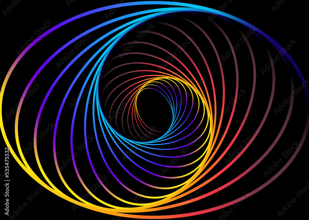 abstract rainbow swirl, with black background abstract rainbow swirl, with black background